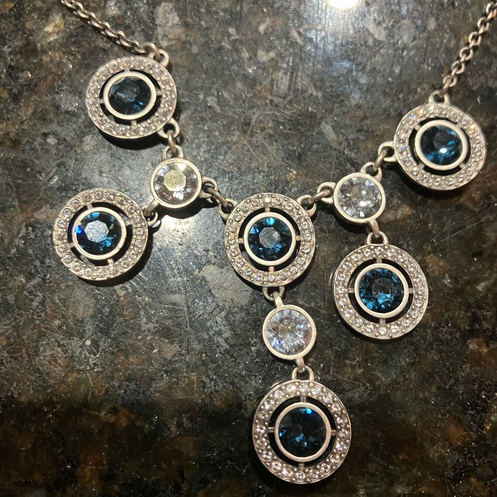 Touchstone Crystal Silver Blue Gemstone Necklace